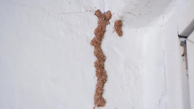 Termite mud tube on interior wall showing termite infestation signs